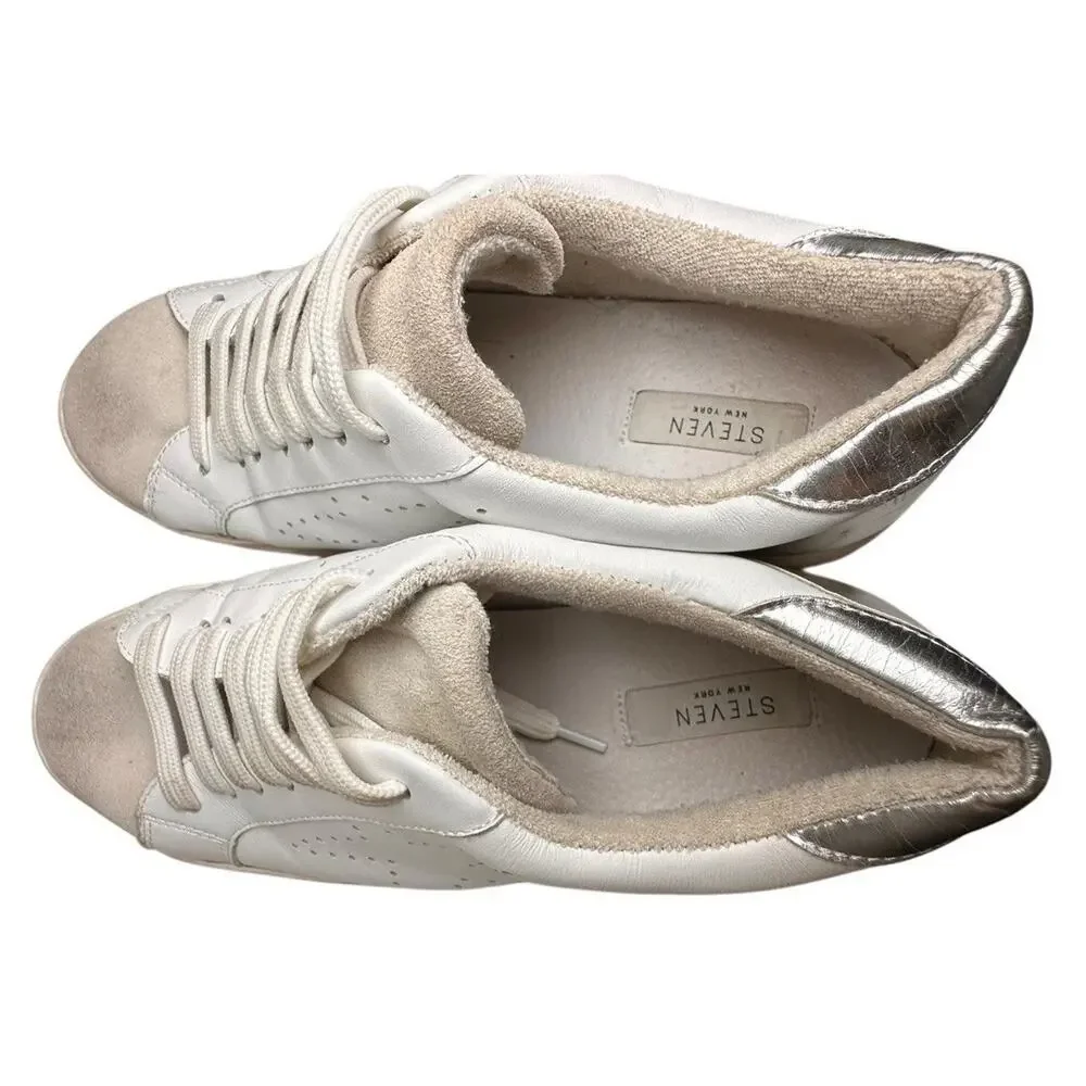 Steven Rezza New York Star Sneakers White Leather Suede Lace Up 9.5